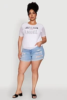 Womens Plus Size Queen and Angel Mesh Top, White, Size 4X