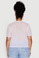 Womens Plus Size Queen and Angel Mesh Top, White, Size 4X
