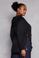 Womens Plus Faith Graphic Slashed Hooded Top, 3X