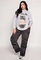 Womens Plus Faith Graphic Slashed Hooded Top,