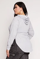 Womens Plus Faith Graphic Slashed Hooded Top,