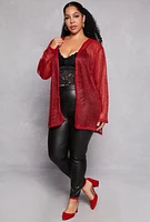 Womens Plus Lurex Side Slit Duster, 1X