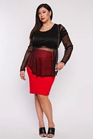Womens Plus Lurex Plisse Peplum Blouse,