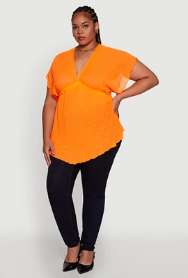 Womens Plus Dolman Sleeve Lettuce Edge Blouse,