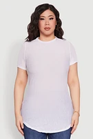 Womens Plus Size Sheer Short Sleeve Tunic Top, White, Size 3X