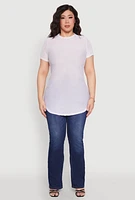 Womens Plus Size Sheer Short Sleeve Tunic Top, White, Size 3X