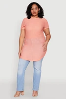 Womens Plus Sheer Short Sleeve Tunic Top,