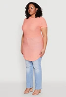 Womens Plus Sheer Short Sleeve Tunic Top,