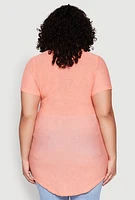 Womens Plus Sheer Short Sleeve Tunic Top,