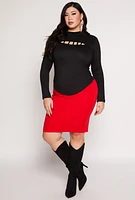 Womens Plus Caged Keyhole Long Sleeve Top, 3X