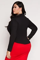 Womens Plus Caged Keyhole Long Sleeve Top, 3X