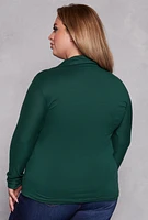 Womens Plus Ruched Button Front Shirt,