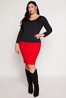 Womens Plus V Neck Long Sleeve Top, 2X