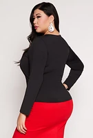 Womens Plus Crew Neck Long Sleeve Top,