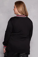 Womens Plus Size Blessed Varsity Graphic Top, Black, Size 1X