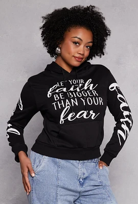 Womens Plus Faith Over Fear Hooded Sweatshirt, 3X