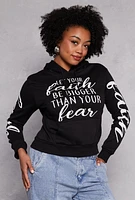 Womens Plus Faith Over Fear Hooded Sweatshirt, 3X