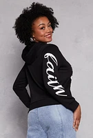 Womens Plus Faith Over Fear Hooded Sweatshirt,