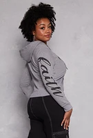 Womens Plus Size Faith Over Fear Hooded Sweatshirt, Grey, Size 4X