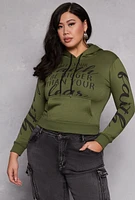 Womens Plus Size Faith Over Fear Hooded Sweatshirt, Green, Size 3X