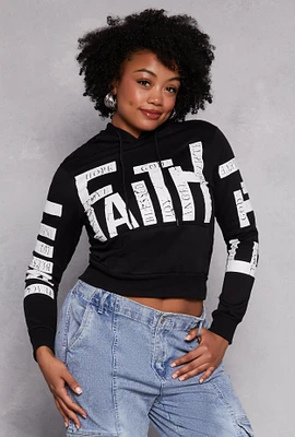 Womens Plus Size Faith Graphic Hooded Sweatshirt, Black, Size 2X