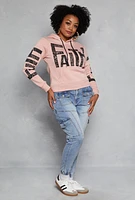 Womens Plus Size Faith Graphic Hooded Sweatshirt, Pink, Size 3X