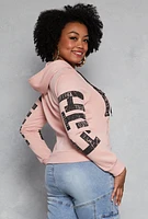 Womens Plus Size Faith Graphic Hooded Sweatshirt, Pink, Size 3X