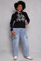 Womens Plus Size All Things Are Possible Hooded Sweatshirt, Black, Size 3X