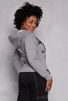 Womens Plus Size Brooklyn Graphic Zip Front Hoodie, Grey, Size 4X