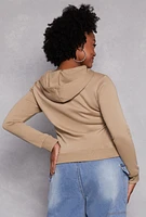 Womens Plus Size Brooklyn Graphic Zip Front Hoodie, Beige, Size 2X