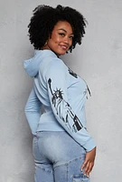 Womens Plus Size New York City Graphic Hoodie, Blue, Size 3X