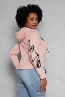 Womens Plus New York City Graphic Hoodie, Pink,