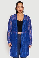 Womens Plus Lace Duster, Blue,