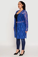 Womens Plus Lace Duster, Blue,