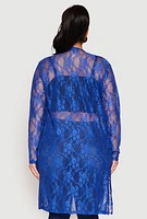 Womens Plus Lace Duster, Blue,