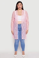 Womens Plus Lace Duster, Pink,