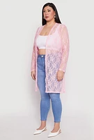 Womens Plus Lace Duster, Pink,