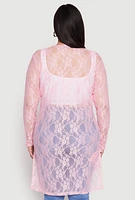 Womens Plus Lace Duster, Pink,