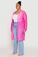 Womens Plus Size Lace Duster, Pink, Size 3X
