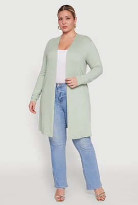 Womens Plus Soft Knit Long Sleeve Duster,