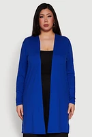 Womens Plus Size Soft Knit Long Sleeve Duster, Blue, Size 3X