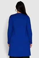 Womens Plus Size Soft Knit Long Sleeve Duster, Blue, Size 3X