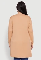 Womens Plus Rib Knit Long Sleeve Duster,