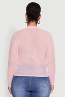 Womens Plus Mesh Long Sleeve Top,
