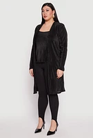 Womens Plus Plisse Duster,