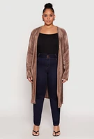 Womens Plus Plisse Duster,