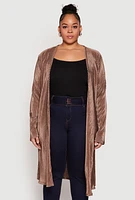 Womens Plus Plisse Duster,
