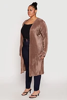 Womens Plus Plisse Duster,