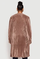 Womens Plus Plisse Duster,