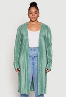 Womens Plus Plisse Duster,